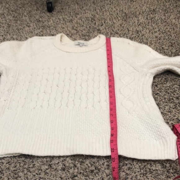 Madewell Copenhagen Cable Knit Sweater Size Small Cream Lantern Sleeve - Picture 9 of 10